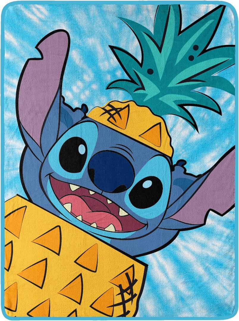 Northwest Lilo and Stitch Micro Raschel Throw Blanket, 46" x 60", Pineapple Surprise