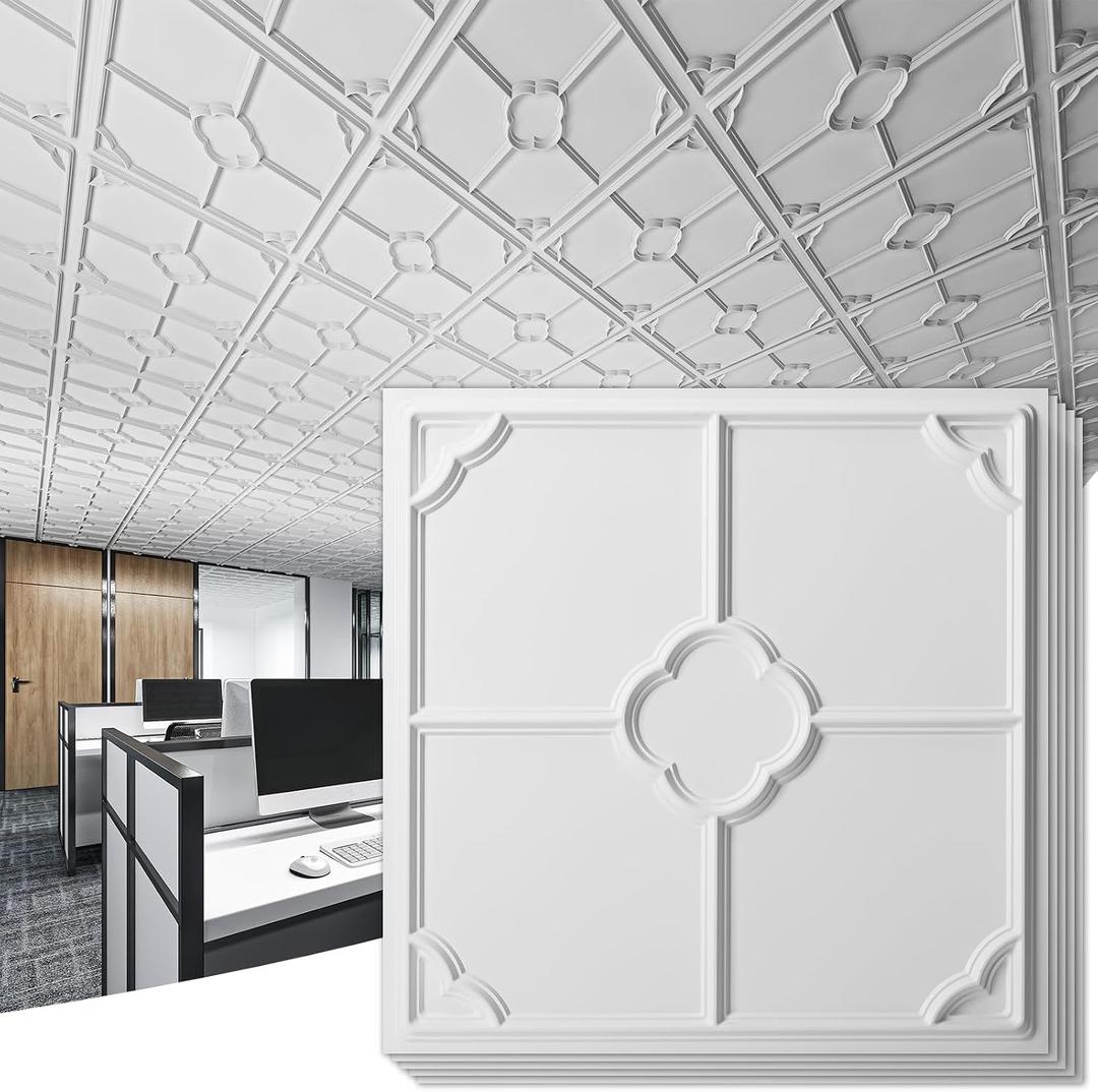 Art3d Drop Ceiling Tiles for Suspended Grid, 2 x 2 ft, 12-Pack, White, 24 x 24 Inch