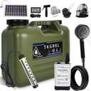 Camping Shower with Heater and 5-Gallon Water Jug, 6000mAh Rechargeable Portable Shower, 1500w Immersion Heater with Auto Shut-Off, Rinse Kit Portable Shower with USB Solar Charging Panel For Camping