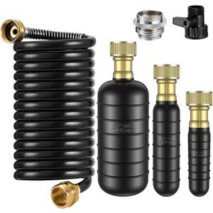 3 Pcs Drain Bladder Kit, Drain Cleaning Bladder Fits 1" to 6" Pipes, with 10 ft Retractable Hose, Shut-Off Valve & Brass Faucet Adapter Fits Most Faucets For Sinks, Showers, Pools & Drains (Black) 3 Pcs Drain Bladder Kit, Drain Cleaning Bladder Fits 1" to 6" Pipes, with 10 ft Retractable Hose, Shut-Off Valve & Brass Faucet Adapter Fits Most Faucets For Sinks, Showers, Pools & Drains (Black)