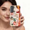 for Samsung Galaxy 26P,Whimsical Collage Dual-Layer Hard Shell+Silicone Cover-Shockproof Protective Phone Case for Women Girls