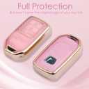 Compatiable with Honda Key fob Cover with Diamond Bling Keychain, Car Accessories Key Holder Shell Full Protection for 2016-2022 Accord Civic CRV Pilot Odyssey,Gold Pink