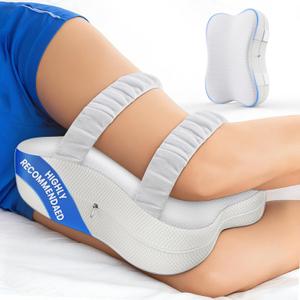 JINXIA Knee Pillow for Side Sleepers, Comfortable Memory Foam Leg Pillow for Side Sleeping, Pillow Sleeping Between Legs Aligns Spine, for Hip, Back & Sciatica Pain Relief, White