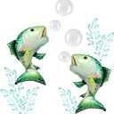 Inflatable Salmon Fish Foil Balloons Gone Fishing Seaweed Bubble Balloons Ocean Sea Animal Lets Go Fishing Themed Balloon Decor for oh Fishally One Birthday Baby Shower Party Decorations Supplies