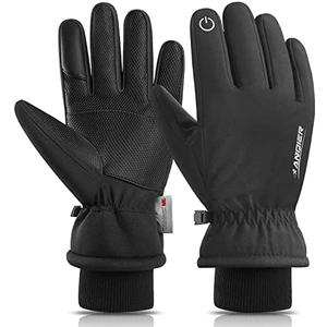 anqier Winter Gloves -30℉ Waterproof Windproof Thermal Touchscreen Gloves for Ski Hiking Running Men and Women, (Black,Medium)