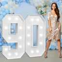 imprsv Marquee Numbers Large 90th-Birthday Decorations: 4ft Light Up Number Party Decor 90 Year Old Women and Men Birthday Decoration Backdrop Anniversary Cardboard Big Mosaic Balloon Frame Number 90