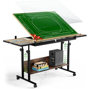 CODACE Puzzle Table with Drawers - Jigsaw Puzzles Table on Wheels for Adults, 1500 Pieces Tilting Puzzle Board with Cover, Adjustable Puzzles Tables with Legs and Storage Shelf, Puzzle Lover's Present