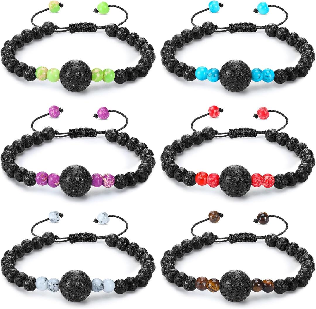 Sureio 6 Pcs Motion Sickness Bands Bracelet Anti Nausea Adjustable Wristband for Cruise Ship Essentials Seasickness Adult (Essential Oil Absorbent Colors)