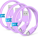 3-Pack Purple [3.3FT+3.3FT+6FT] USB A to USB C Cable，USB to USB C Car Carplay Cable for iPhone 16 15 Pro Plus Pro Max，for iPad Pro/Air/Mini，for Samsung S24/S23/S22/S21，for MacBook Pro/Air and More