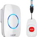 Caregiver Pagers Wireless Call Button for Elderly Patient Personal in Home Life Alert System for Seniors Range 260ft/80Menter,60 Ringtones (1SOS Button+1 Receiver)