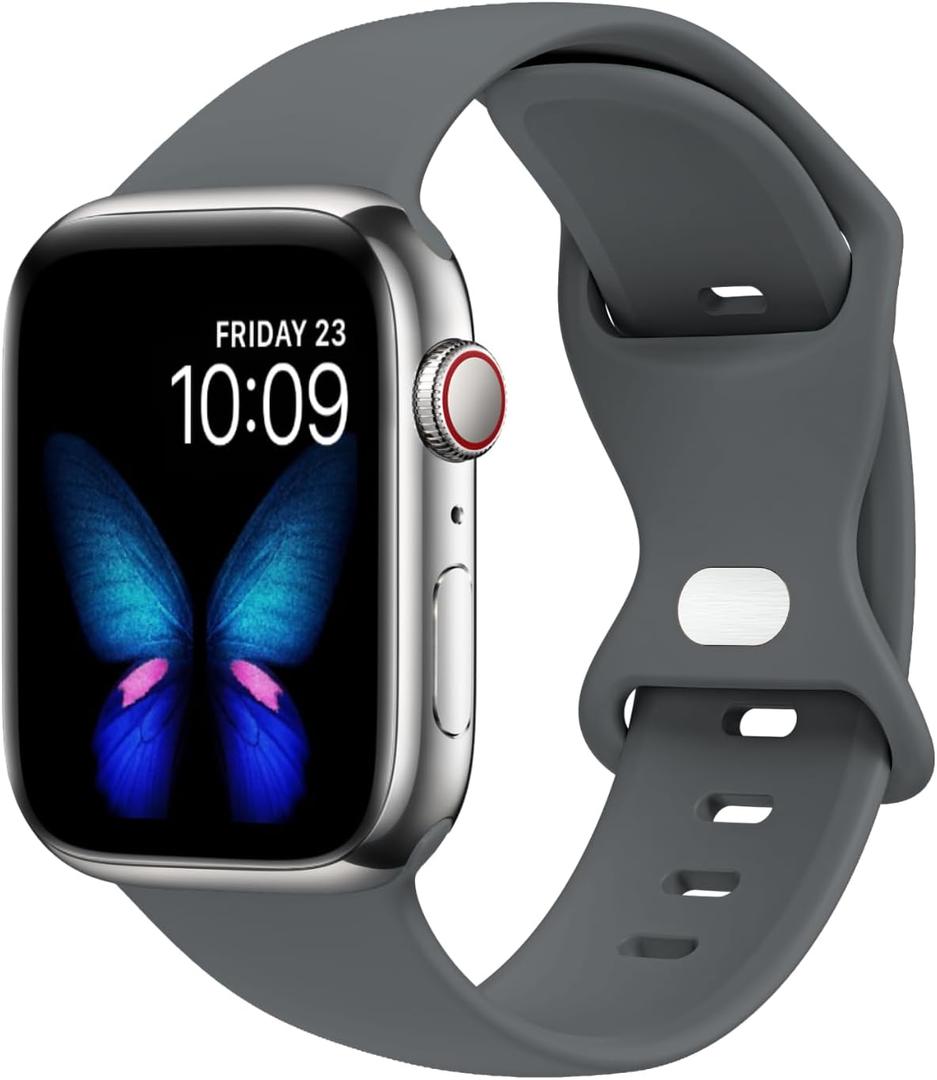 Sport Bands Compatible with Apple Watch Band Ultra 2/Ultra SE Series 9/8/7/6/5/4/3/2/1 38mm 40mm 41mm 42mm 44mm 45mm 49mm S/M M/L for Women/Men Silicone iWatch Band(Dark Gray, 42/44/45/49mm