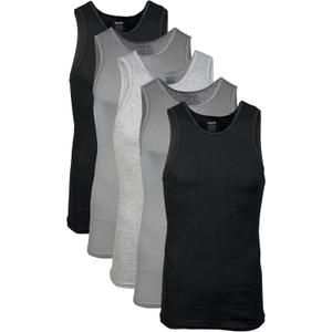 Gildan Men's A-shirt Tanks, Multipack, Style G1104, Grey/ Black (5 Pack), Large