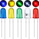 EBOOT 100 Pieces Clear LED Light Emitting Diodes Bulb LED Lamp, 5 mm (5 Colors)