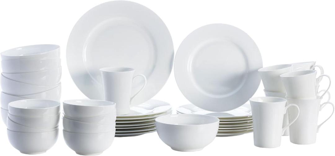 Mikasa Delray 40-Piece White Dinnerware Set, Service for 8, Dining Set