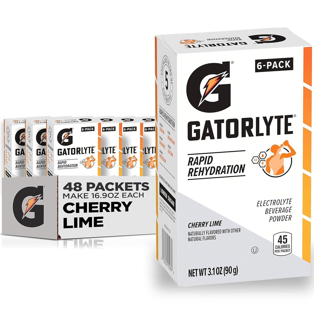 Gatorade Gatorlyte Powder, Cherry Lime, Makes 16.9 Fl Oz (Pack of 48) (6 Servings (Pack of 8)) Jul 14 25