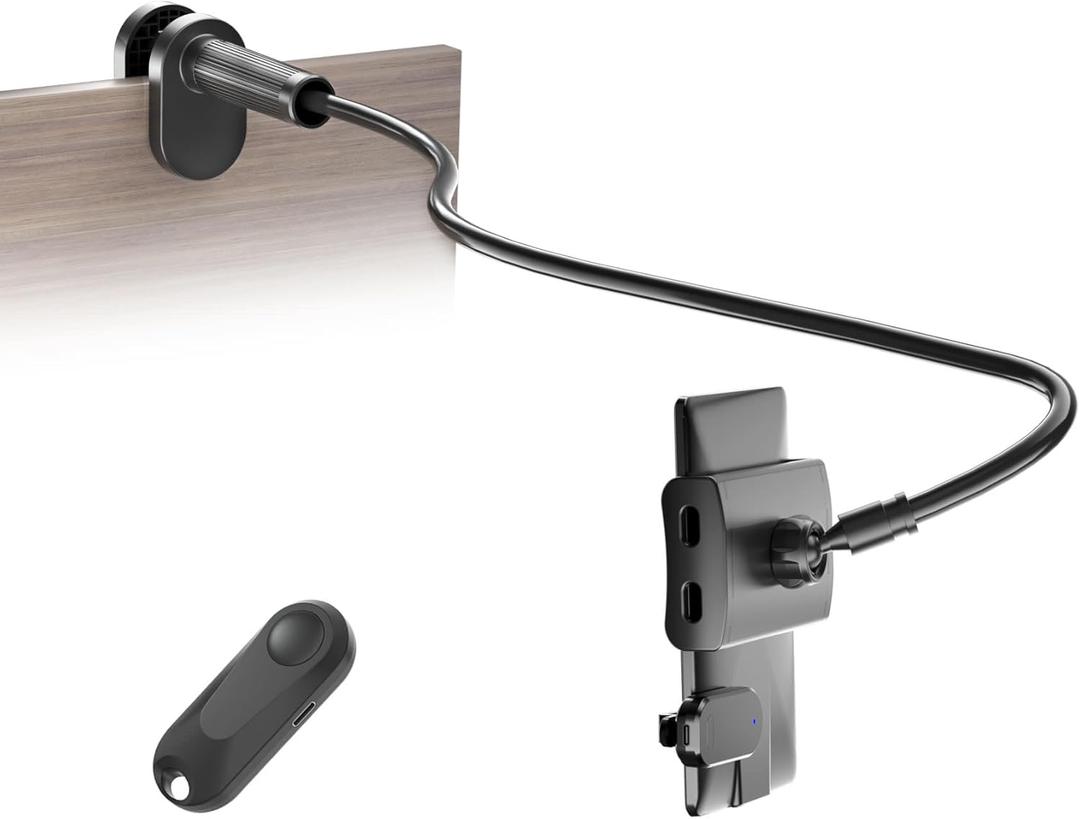 Bedside Tablet Holder for Kindle Reading in Bed with Remote Page Turner, Hands Free Desk Gooseneck Stand for Kindle Accessories, Gifts for Readers