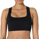 Amazon Essentials Women's Active FormFlex Buttery Soft Light Support Square Neck Racerback Sports Bra, Black, Small