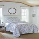 Laura Ashley - Twin Quilt Set, Cotton Reversible Bedding with Matching Sham, Home Decor Ideal for All Seasons (Ahoy Blue, Twin)