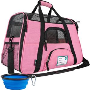 PetAmi Airline Approved Pet Carrier for Cat, Soft Sided Dog Carrier for Small Dogs, Cat Travel Supplies Accessories for Indoor Cats, Ventilated Pet Carrying Bag Medium Large Kitten Puppy, Small Pink (Small - 17"L x 10.2"W x 11.2"H)