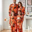 IFFEI Family Matching Halloween Pajamas Sets Long Sleeve 2 Piece Pjs Funny Sleepwear Jammies (Small, Orange)