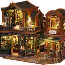 DIY Book Nook Kit - DIY Miniature Dolls House Kit with Furniture and LED Light, 3D Puzzle Wooden Art Bookends, Model Kits for Adults to Build (Twilight Bookstore)