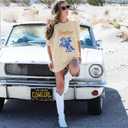 Western Shirts for Women Cowgirl Shirts Vintage Oversized Cowboy Graphic Tee Country Concert Short Sleeve Top (Yellow, XL)