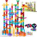 JOYIN 137Pcs Glowing Marble Run - Construction Building Blocks Toys with 15 Glow in The Dark Plastic Marbles, STEM Toy Presents for Boys and Girls, Gift for Christmas