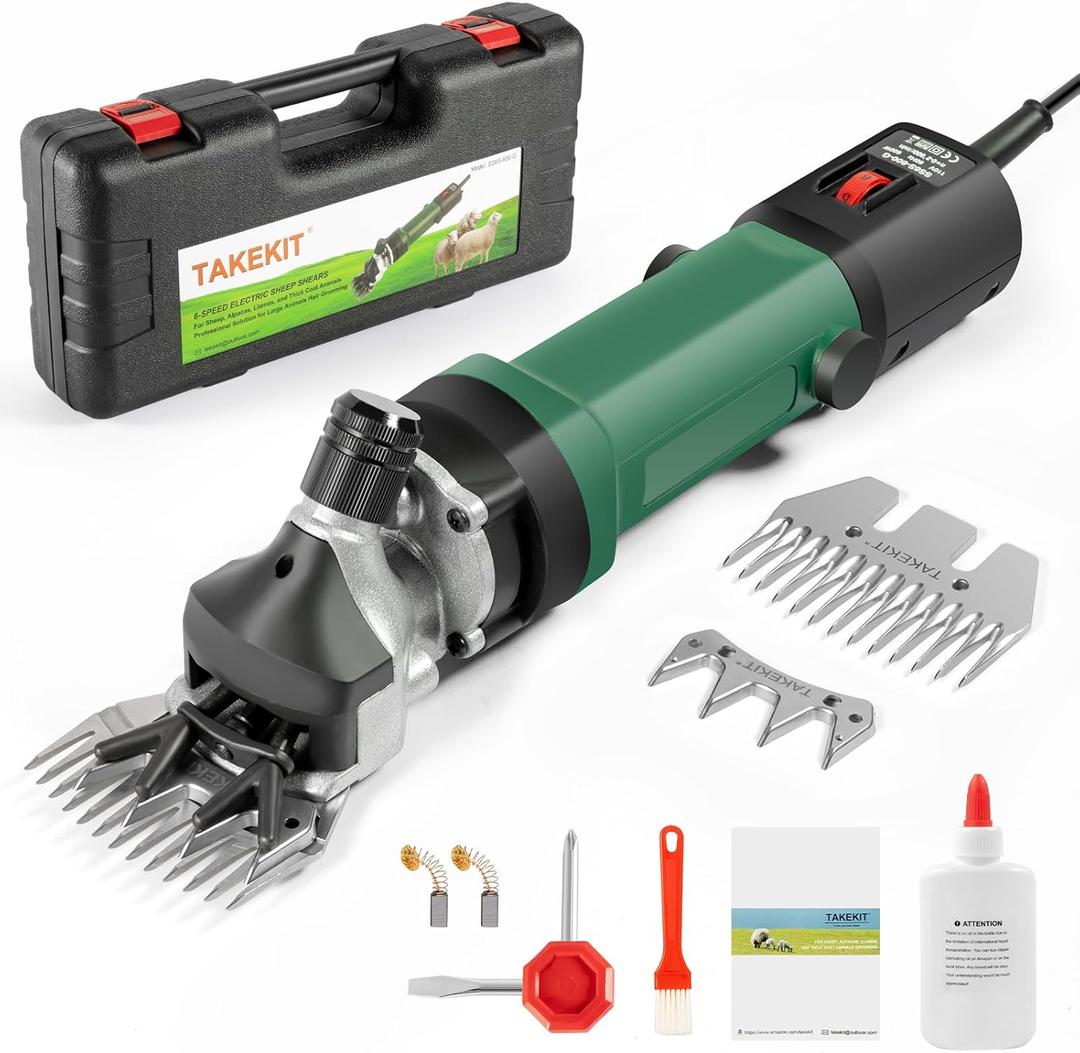 Sheep Shears, 600W Professional Heavy Duty Sheep Clippers, 6 Speeds Electric Animal Shears for Alpacas Llamas Lambs and Large Dogs with Think Hair, One Set of Extra Blades Included