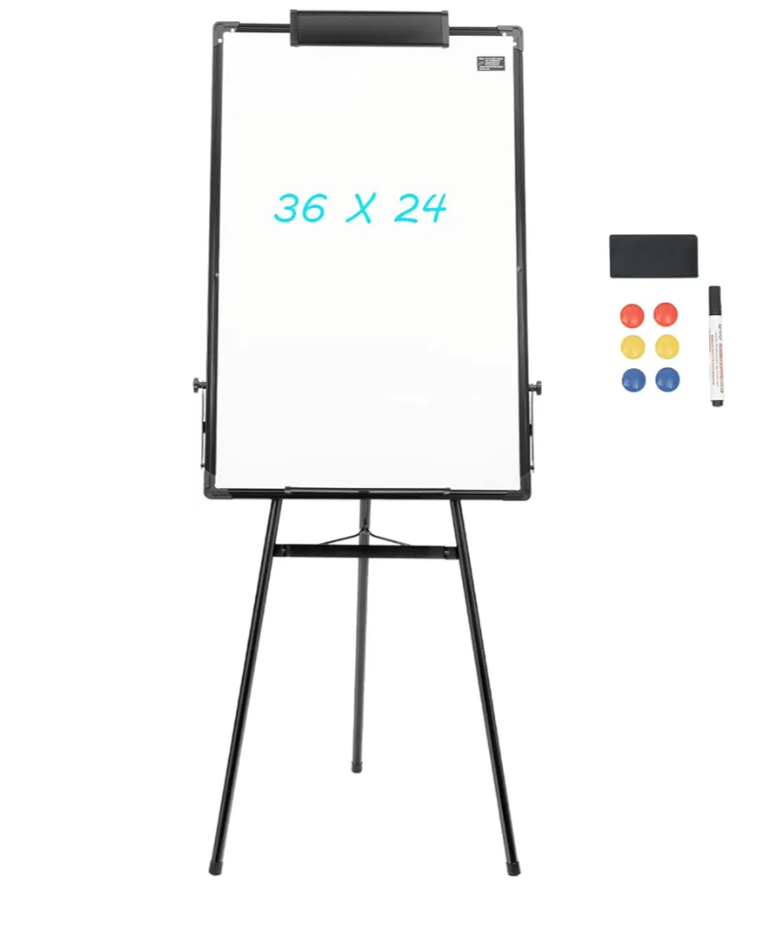 Easel Whiteboard - Magnetic Portable Dry Erase Easel Board 36 x 24 Tripod Whiteboard Height Adjustable