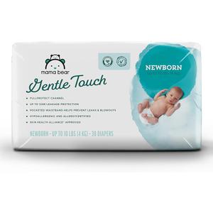 Amazon Brand - Mama Bear Gentle Touch Diapers, Size Newborn, Keeps Baby Dry, Skin Safe, Fragrance-Free, 120 Count OEKO-TEX STANDARD 100