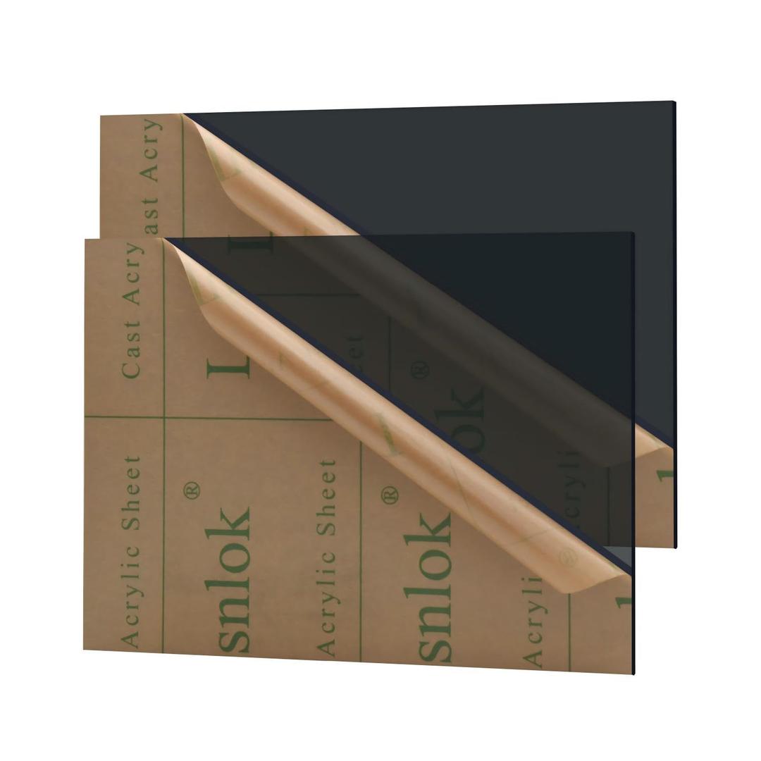 Lesnlok Black Transparent Acrylic Sheet 1/8 inch Thick 3mm 2 Pieces 8 x 12 Black Clear Plexiglass Sheet for Sign,Craft,Painting,Laser Cutting,DIY Display Projects