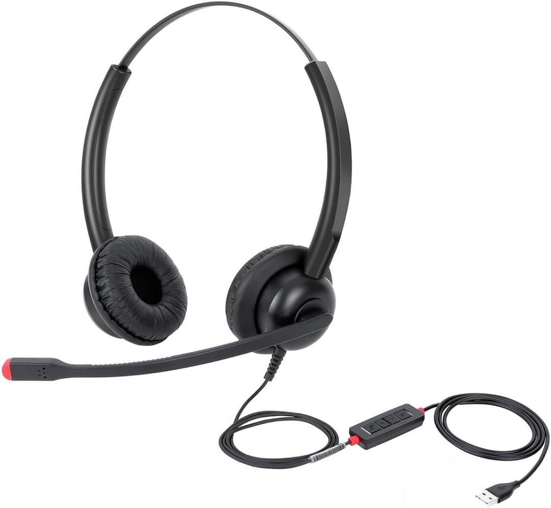 USB Headset with Mic for PC Computer Laptop Headphones with Noise Cancelling Microphone in-line Control for Home Office Online Class Teams Zoom