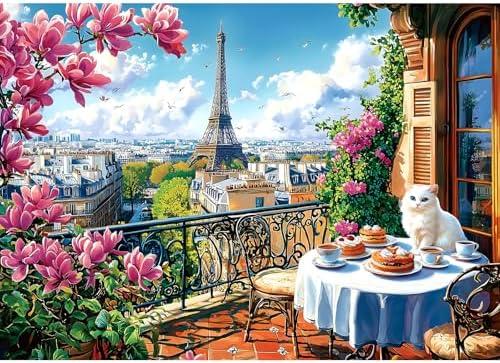 2 xSpring Paris 1000 Piece Puzzles for Adults Clearance, Impossible Challenge Art Jigsaw Puzzle, for Gifts Party Games Family, 27.5" X 19.7" Dust-Free Puzzle