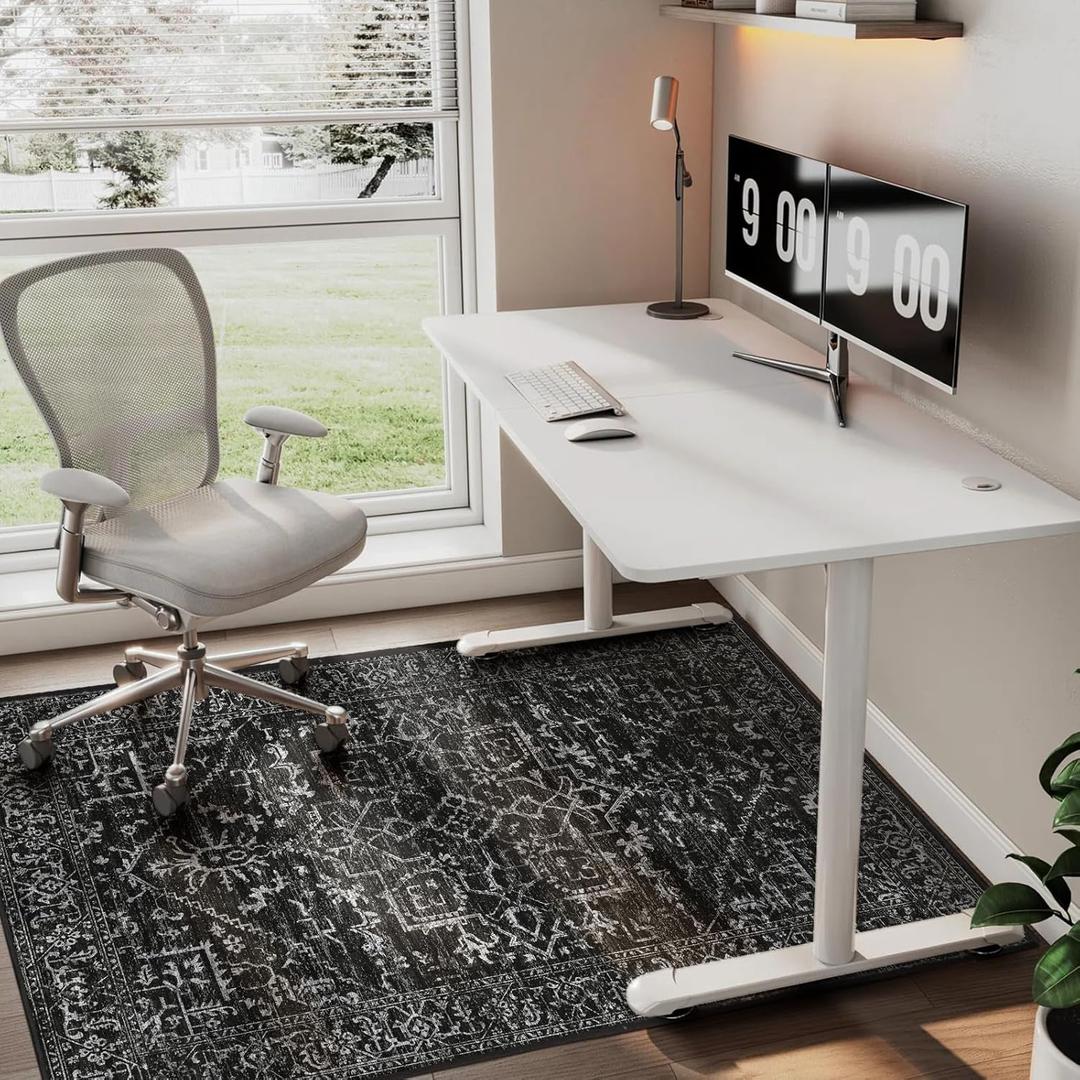 Chair Mat for Hard Floors, 48" x 60" Office Chair Mat for Hardwood Floor, Area Rug for Living Room, Protector Floor Desk Rug for Home Office (Black)