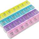 Weekly Pill Organizer - 4-Times-a-Day Pill Planner Pill Box Separates Pills & Vitamins with Daily Morning, Noon, Evening & Night Compartments, Travel Medication Reminder Monday to Sunday