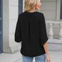 Blooming Jelly Womens 3/4 Length Sleeve Tops V Neck Lightweight Dressy Casual Blouse Ladies Business Work Summer Trendy Shirt (XL)