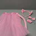 Exacoo Pink Pig Costume Set Fuzzy Pig Ears Headband Piggy Nose Tail Tutu Skirt Bowtie Kit Animal Circus Costumes Dress Up Halloween Cosplay Decoration Cute Piglet Outfit 3+