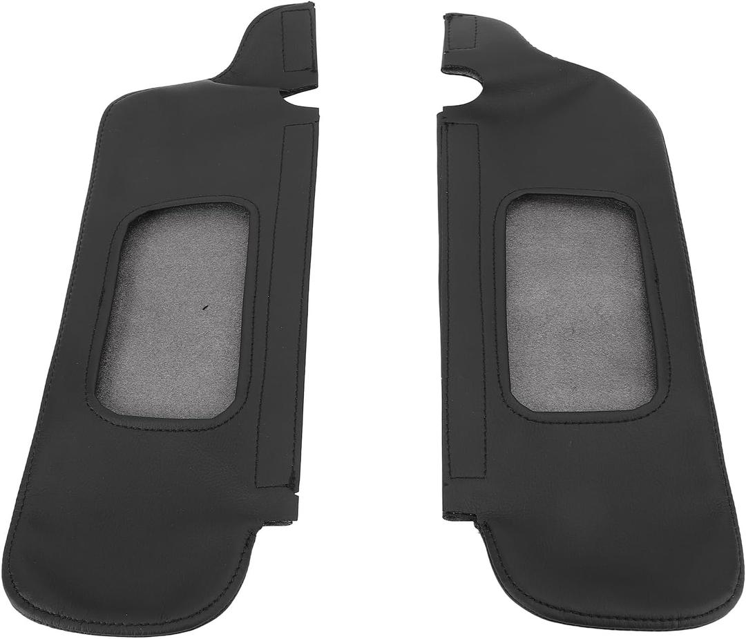2Pcs Sun Visor Protector Cover PU Leather Sun Visor Cover Trim Replacement Cover for 1994-2004 (Black)
