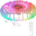 RGB Ceiling Fan with Light and Bluetooth Speaker, Remote Control Dimmable LED Chandelier Fan for Bedroom, Home Theater, Party & Game Room Lighting