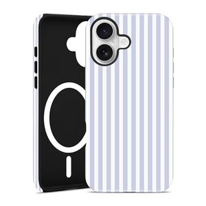 Jusy Compatible with MagSafe Striped Phone Case for iPhone 16 Plus, Cute Aesthetic Magnetic Soft TPU and Hard PC Protective Phone Cover for Women Girls (Matte) - Blue and White