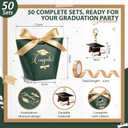 Eaasty 100 Pcs Graduation Party Favors Included 50 Class of 2026 Candy Boxes 50 Graduation Cap Keychains with Ribbon Graduate Decorations 2026 Grad Party Favors Supplies(Dark Green)