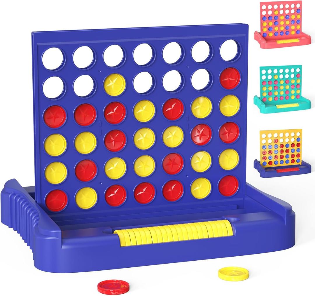 Pup Go 4 in a Row Board Games for Kids Ages 3+, Early Idea for Boys Girls Teens, Connect & Win Four in a Line, Portable 2-Player Strategy Games,Foldable Design with 6 Spare Discs (Blue)