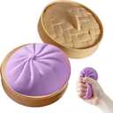Giant Glitter Dumpling,Giant Dumpling Squishy,Mega Squishy Dumplings Toy,Anxiety Relief Fidget Toy,Soft Squeeze for Adults (Purple)