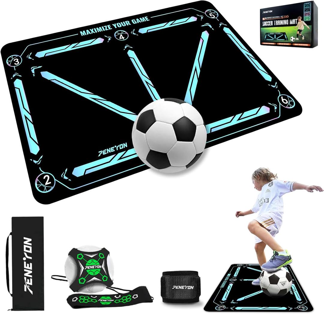 Soccer Training Equipment,Soccer Training Mat Improve Strength,Agility and Coordination,Anti-Slip Silent Absorption Soccer Footwork Training Mat,Soccer Trainer for Indoor/Outdoor Drills