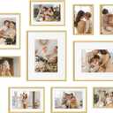 eletecpro Aluminum Gallery Wall Frame Set of 10, Including 2Pcs 8x10, 4Pcs 5x7, 4Pcs 4x6 Photo Frames for Wall or Tabletop Display, Multiple Sizes Picture Frames Collage Wall Decor, Gold