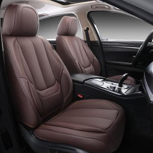 Coverado Seat Covers, Car Seat Covers Full Set, Leather Seat Covers for Cars, Car Seat Protector, Car Seat Covers Front Seats and Back Seats Universal Fit for Most Cars Brown