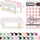 Pink Checkered Gingham 6 Pack Premium Disposable Plastic Table Runner 14 x 108 Inch. Table Runner for Dinner Parties & Events by Grandipity