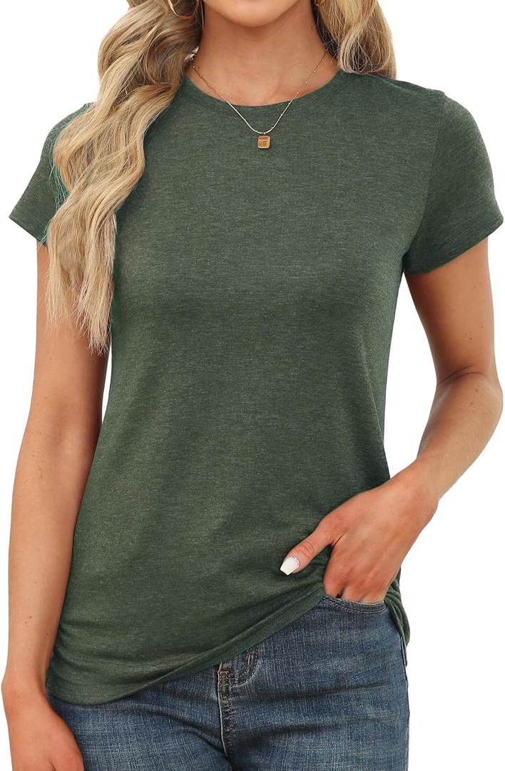 Memorose Womens Short Sleeve Tops Summer T Shirts Round Neck Causal Fashion Basic Tee, Large