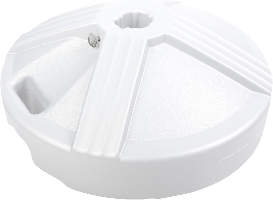 US Weight Durable Fillable Umbrella Base for Patio Table - 50 Pound Capacity Heavy Duty Adjustable Stand for Outdoor Umbrellas - Made in The USA (White)