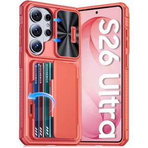 GooseBox for Samsung Galaxy S26 Ultra Case Wallet with RFID [Cards Holder][Camera Cover][Edge Raised] Full Body Shockproof Silicone Protective Phone Case for Galaxy S26 Ultra 2026 (Coral Red)